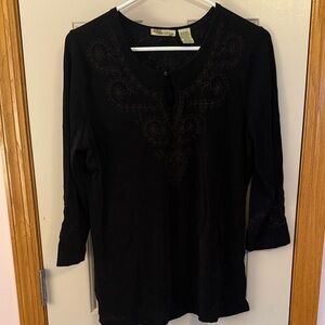Islander Black Tunic with Elegant Embroidery